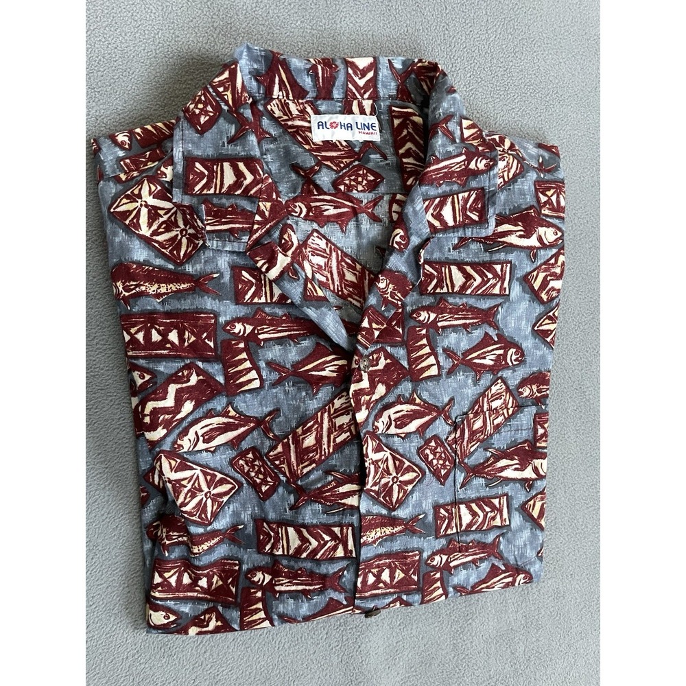 Vintage Aloha Line Short Sleeve Button up Men's Size Medium Hawaii